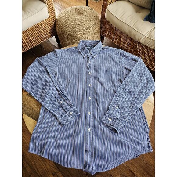Lauren Ralph Lauren Other - Ralph Lauren Custom Fit Striped Blue Button Down Men's Size L Preppy Career